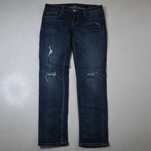 Vigoss 28 Thompson Tomboy Destroyed Dark Stretch Denim Womens Jeans
